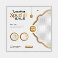 modelo de postagem de mídia social de banner de venda do ramadã com plano de fundo vetor