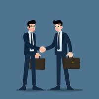 Dois empresários de pé e apertem as mãos uns aos outros para a cooperação e fazer um acordo. vetor