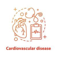 ícone do conceito de doenças cardiovasculares. ilustração de linha fina de ideia de cardiologia. cuidados de saúde. desenho de contorno isolado de vetor