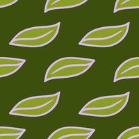 abstrato padrão sem costura botânico com contorno simples deixa formas. impressão de doodle em cores verdes. vetor