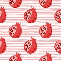 padrão sem emenda de elementos granada abstrata. doodle ornamento de frutas nas cores vermelhas sobre fundo despojado. vetor