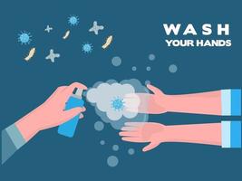 limpeza das mãos para prevenir ou matar vários germes. vetor