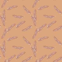 padrão sem emenda com doodle orelha de ornamento de trigo. fundo bege. impressão de botânica aleatória. estilo simples. vetor