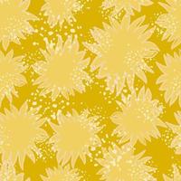 sem costura padrão aleatório com ornamento de silhuetas de sol infantil. impressão de decoração de estrelas de tons amarelos com salpicos. vetor