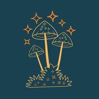 ilustração de cogumelos mágicos boho místico vetor