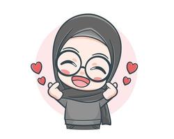 linda garota muçulmana vestindo suéter com amor ilustração dos desenhos animados vetor