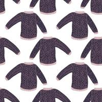 suéter geométrico doodle sem costura padrão de roupa de inverno. fundo branco. vetor