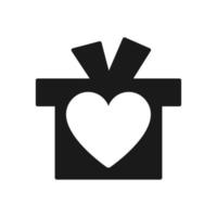 ícone de coração de caixa de presente, design plano vetor