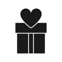 ícone de coração de caixa de presente, design plano vetor