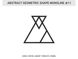 lineart monoline design de telha de forma geométrica abstrata grátis vetor