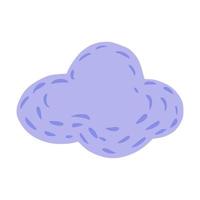 nuvem isolada no fundo branco. cor roxa de nuvem gorda bonito dos desenhos animados no doodle. vetor
