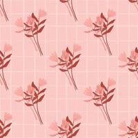 sem costura padrão de primavera doodle com ornamento de buquê de flores. arte estilizada em tons de rosa e vermelho. vetor