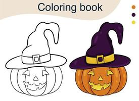 abóbora para o halloween. ilustração em vetor desenhado à mão de contorno para livro de colorir. estilo de desenho animado