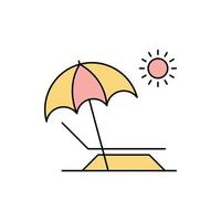 espreguiçadeira guarda-chuva verão praia símbolo ícone vetor
