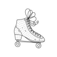 ícone de patins desenhado à mão no estilo doodle. ícone de vetor de patins dos desenhos animados para web design isolado no fundo branco.