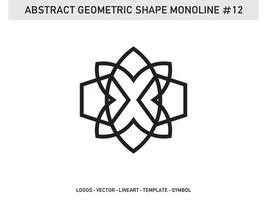 lineart monoline design de telha de forma geométrica abstrata grátis vetor