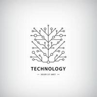 logotipo de tecnologia vetorial, ícone de silhueta de tecnologia linear preta, software vetor