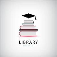 educação vetorial, biblioteca, logotipo do conhecimento. livros com acadêmicos vetor