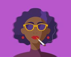 design de ilustração vetorial de mulher africana que está fumando vetor