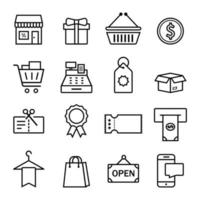 conjunto de ícones vetoriais planos sobre o tema de negócios, dinheiro, varejo, comércio vetor