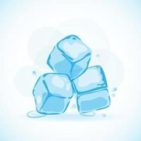 cubos de gelo com gotas de água, ilustração vetorial
