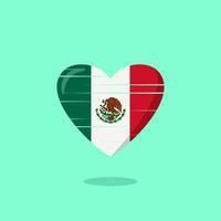 ilustração de amor em forma de bandeira do méxico vetor