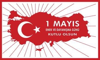 1 pode dia de trabalho postervector. Feriado turco no dia de maio é um dia de trabalho e solidariedade. Tradução do turco: um dia de trabalho e solidariedade. vetor