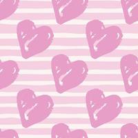 amo o padrão sem emenda de ornamento com corações. figuras de dia dos namorados na cor rosa suave sobre fundo branco com tiras. vetor
