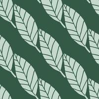 folhas geométricas alinhadas sem costura padrão floral. fundo verde. design simples minimalista. vetor
