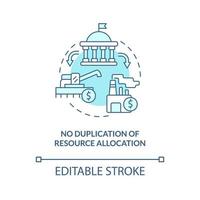 nenhuma duplicação de ícone de conceito turquesa de alocação de recursos. centralmente planejada es idéia abstrata ilustração de linha fina. desenho de contorno isolado. traço editável. arial, uma miríade de fontes pró-negrito usadas vetor