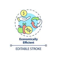 ícone do conceito economicamente eficiente. Comida geneticamente modificada. vantagens da ilustração de linha fina de idéia abstrata de OGM. desenho de contorno isolado. traço editável. arial, uma miríade de fontes pró-negrito usadas vetor