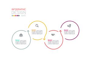 Infográfico de rótulo de círculo com passo a passo. vetor