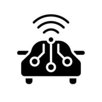 ícone de glifo preto de carro inteligente. acesso remoto ao controle do automóvel. Internet das Coisas. tecnologia de aparelho inteligente. símbolo de silhueta no espaço em branco. pictograma sólido. ilustração vetorial isolada vetor