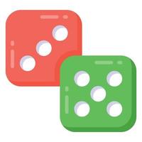 ícone de acessórios de jogos de cassino, jogo de dados ludo em um vetor de estilo simples.