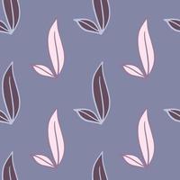 padrão sem emenda de natureza decorativa estilo minimalista com folhas de folhagem de contorno contornado. fundo azul. vetor