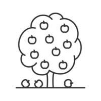 ícone linear de árvore frutífera. jardim, parque. ilustração de linha fina. símbolo de contorno florestal. desenho de contorno isolado de vetor