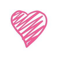 coração rosa amor ícone romântico. forma de coração em estilo doodle isolado no fundo branco. vetor