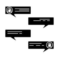 conjunto de ícones de discurso de glifo. diálogo, bate-papo, comunicação. vetor