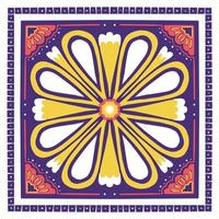 amarelo, branco, laranja no xale de lenço violeta. design tradicional de padrão oriental étnico geométrico para plano de fundo, tapete, papel de parede, roupas, embrulho, batik, tecido, estilo de bordado de ilustração vetorial vetor