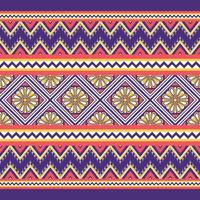 amarelo, branco, laranja em violeta. design tradicional de padrão oriental étnico geométrico para plano de fundo, tapete, papel de parede, roupas, embrulho, batik, tecido, estilo de bordado de ilustração vetorial vetor