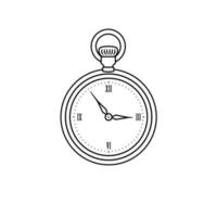 ilustração de ícone de contorno de relógio de bolso em fundo branco vetor