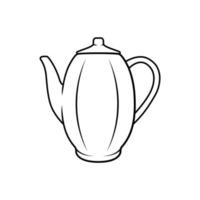 ícone de bule no estilo de contorno em um fundo branco adequado para chaleira, bebida, ícone de decoração. isolado vetor