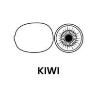 ícone de kiwi preto e branco no estilo de contorno em um fundo branco adequado para ícone de logotipo, tropical, frutas. isolado vetor