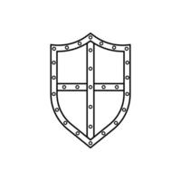 escudo ícone preto e branco no estilo de contorno em um fundo branco adequado para logotipo, militar, ícone de segurança. isolado vetor