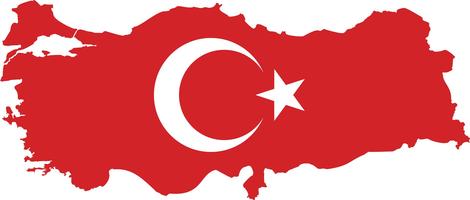Mapa da Turquia com a bandeira. país do peru do mapa da bandeira no fundo digital. Vetor.