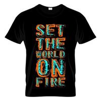 definir o mundo em chamas vetor de design de camiseta tipografia