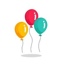 bando de balão de hélio, voando bolas de ar isoladas no fundo branco. feliz aniversário, conceito de férias. decoração de festa. desenho de desenho vetorial vetor