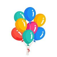 bando de balão de hélio, voando bolas de ar isoladas no fundo branco. feliz aniversário, conceito de férias. decoração de festa. desenho de desenho vetorial