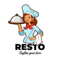 mascote chef feminino vetor