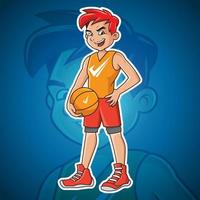 mascote do jogador de basquete vetor
